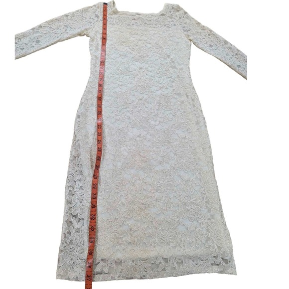 ONYX Nite White Lace Sheath Dress Long Sleeve Formal Event Size 4 - Picture 10 of 16
